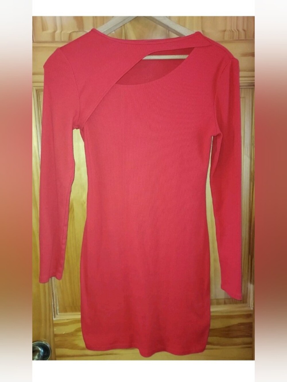 Wild Fable asymmetrical Cut Out Red Long Sleeve Dress Small